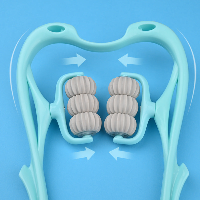 Massaggiatore Manuale Multifunzione a Sei Ruote per il Collo - Strumento di Massaggio per Rilassare e Lenire con Rulli Massaggianti